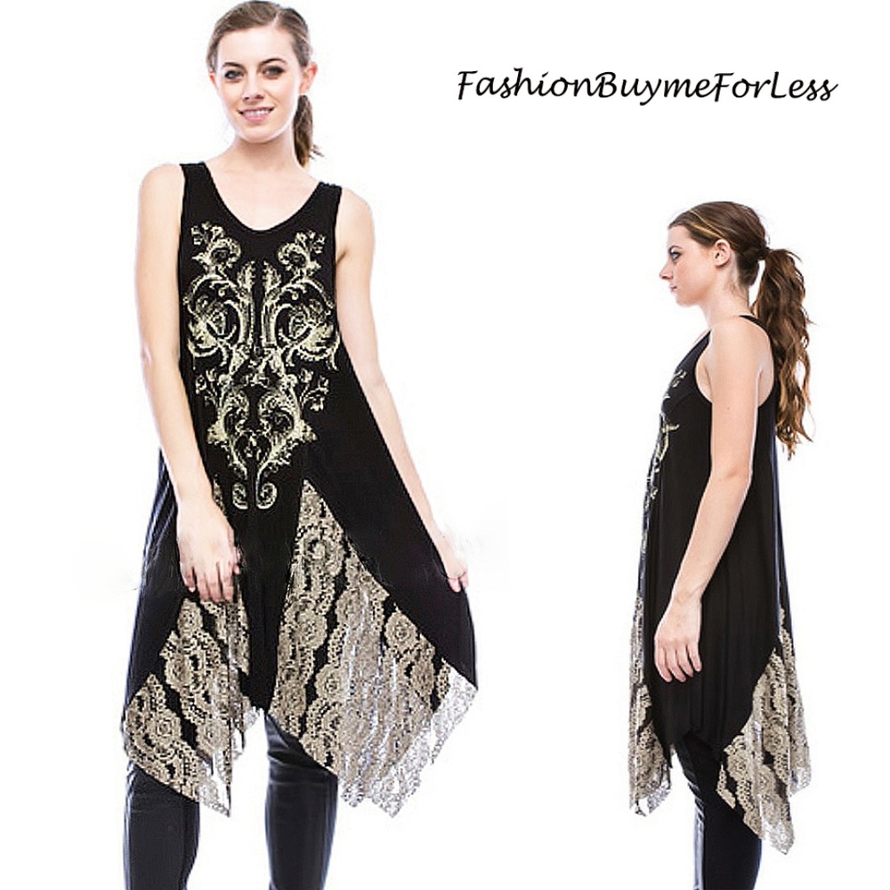Gothic Punk Stone Studded Tank Top / Tunic Dress